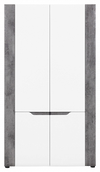 Szafa nowoczesna z drążkiem i półkami, biały połysk+beton Brando 